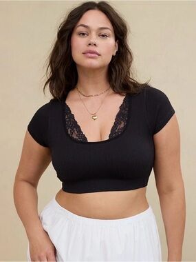 Aerie Black Ribbed Crop Top